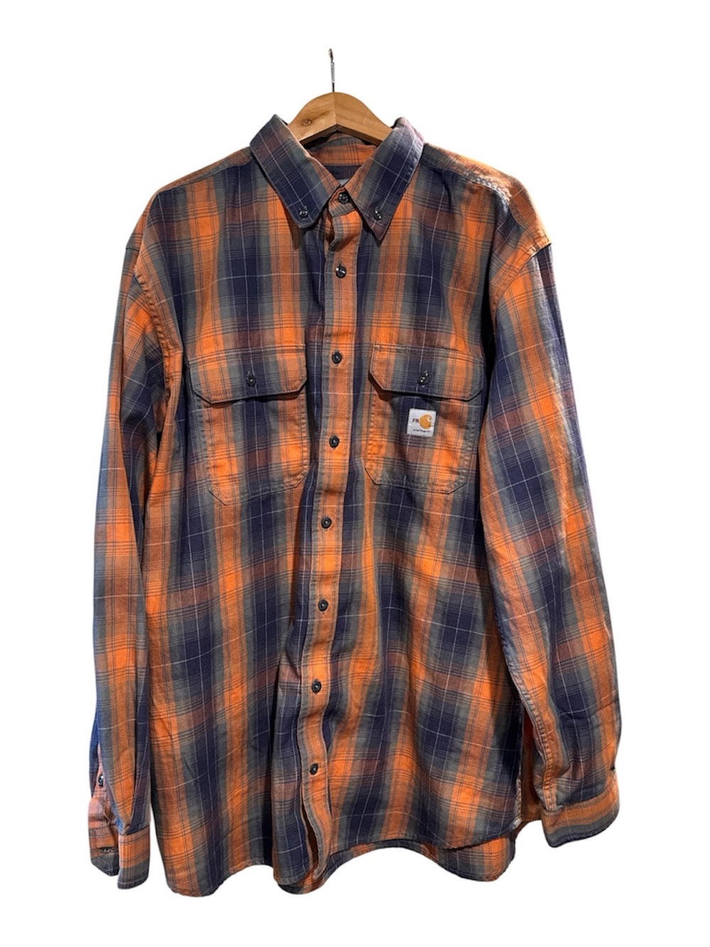 Carhartt FR Cat 2 Long Sleeve Plaid Men’s Shirt 2XL Button Down Used